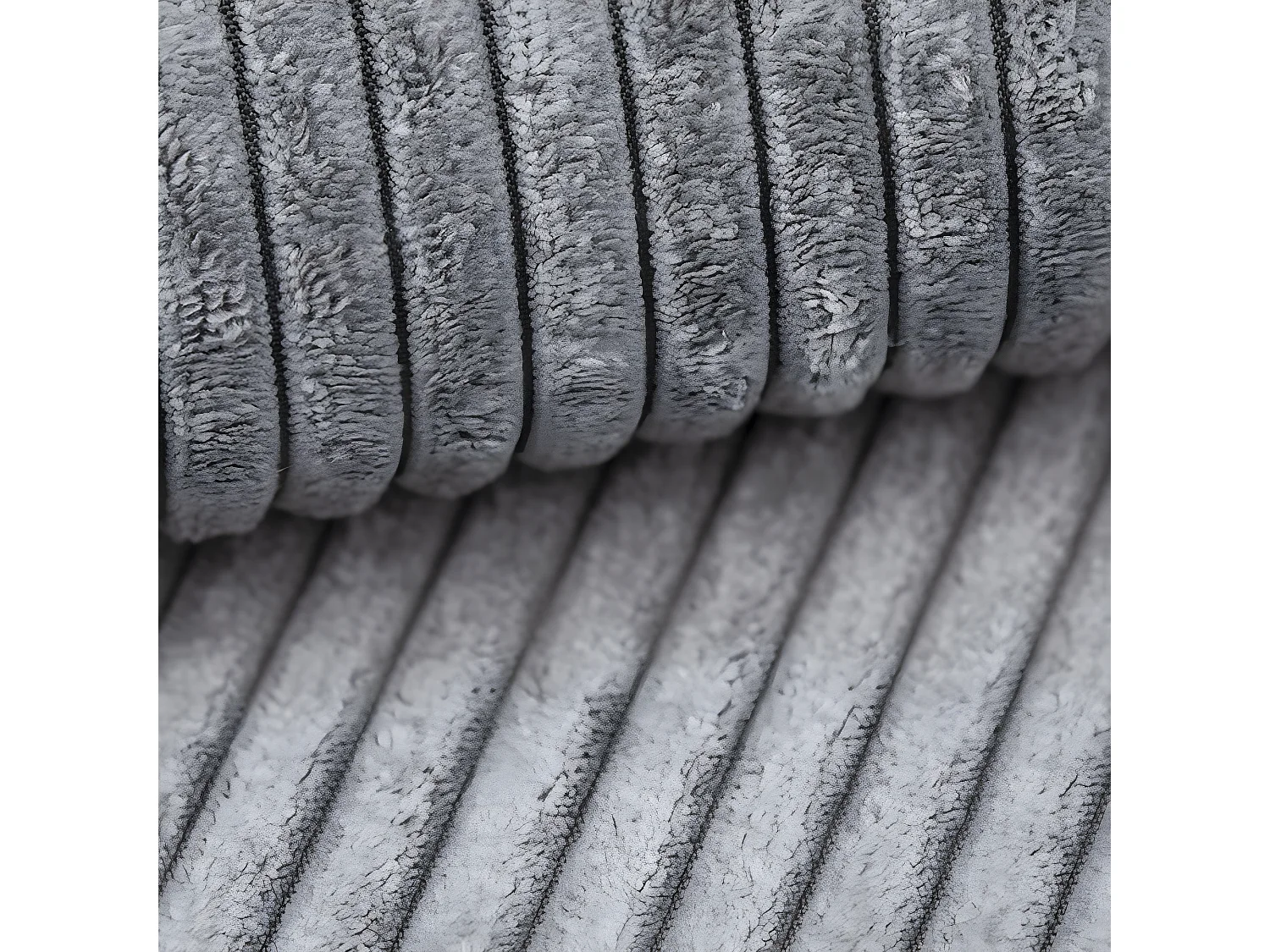 Canapé U 5 places convertible coffre Ezekiel velours côtelé Gris Clair