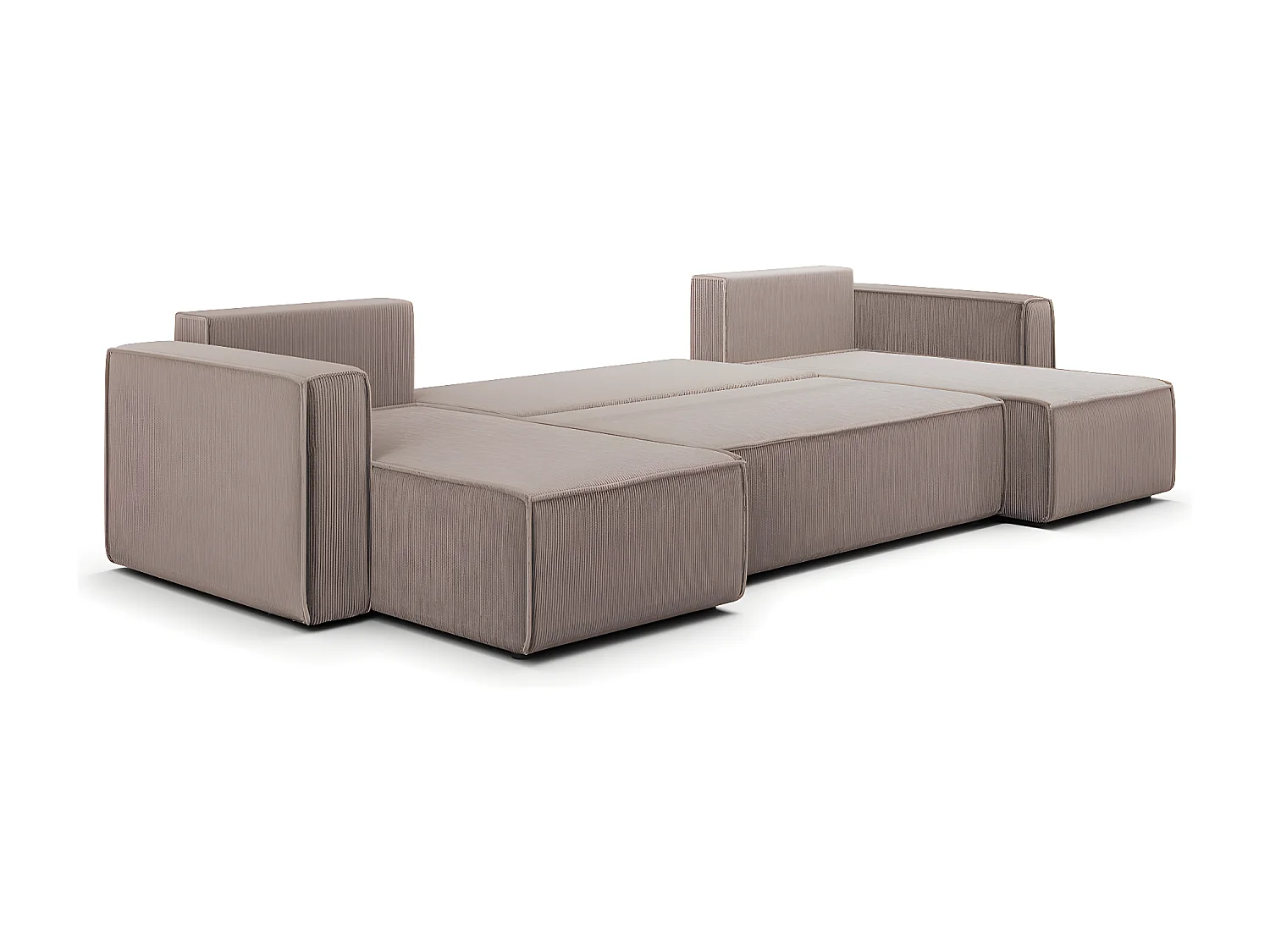 Canapé U 5 places convertible coffre Ezekiel velours côtelé Taupe