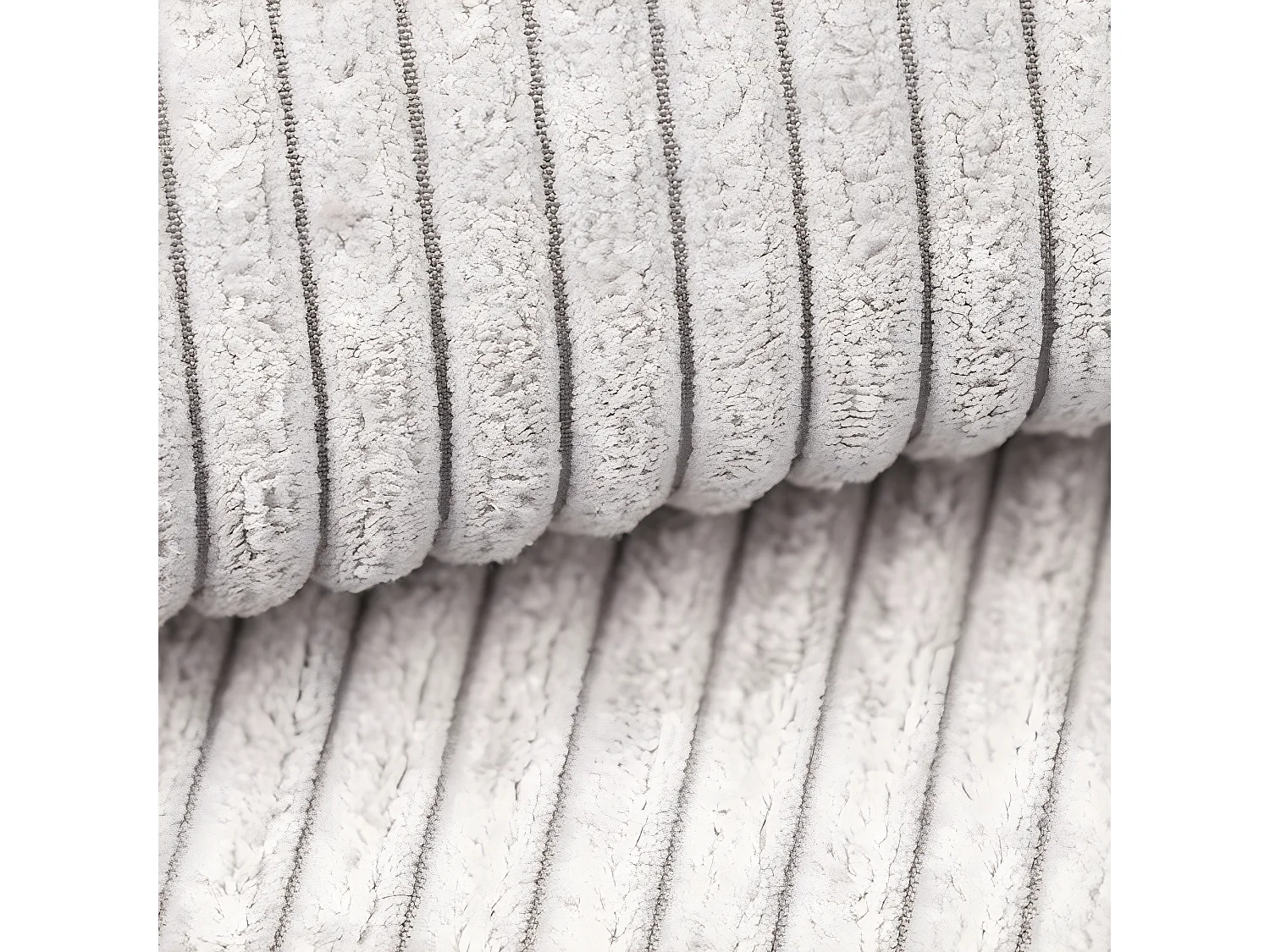 Canapé U 5 places convertible coffre Ezekiel velours côtelé Blanc Cassé