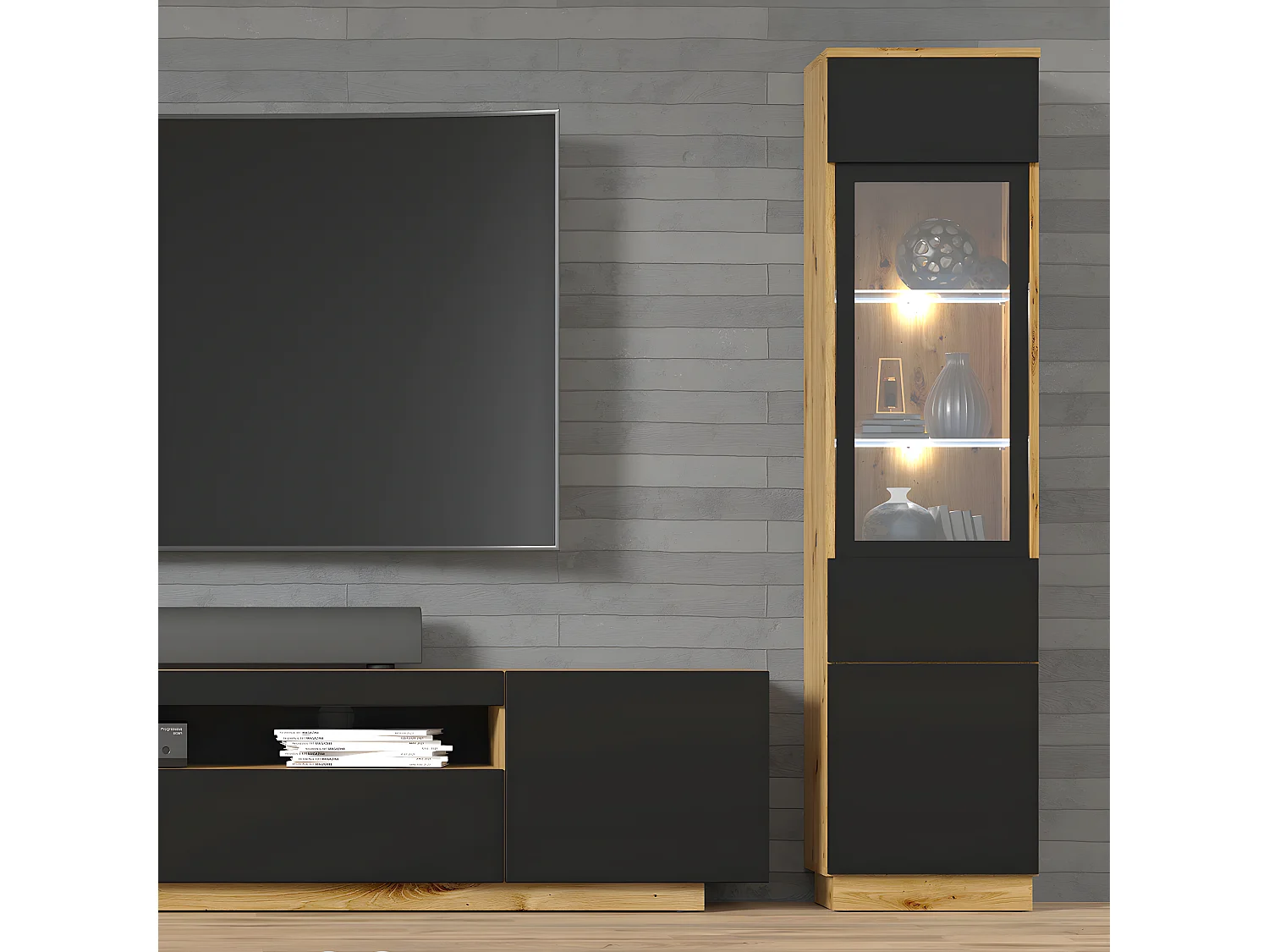 Vitrine 2 portes Aurus Bois et Noir