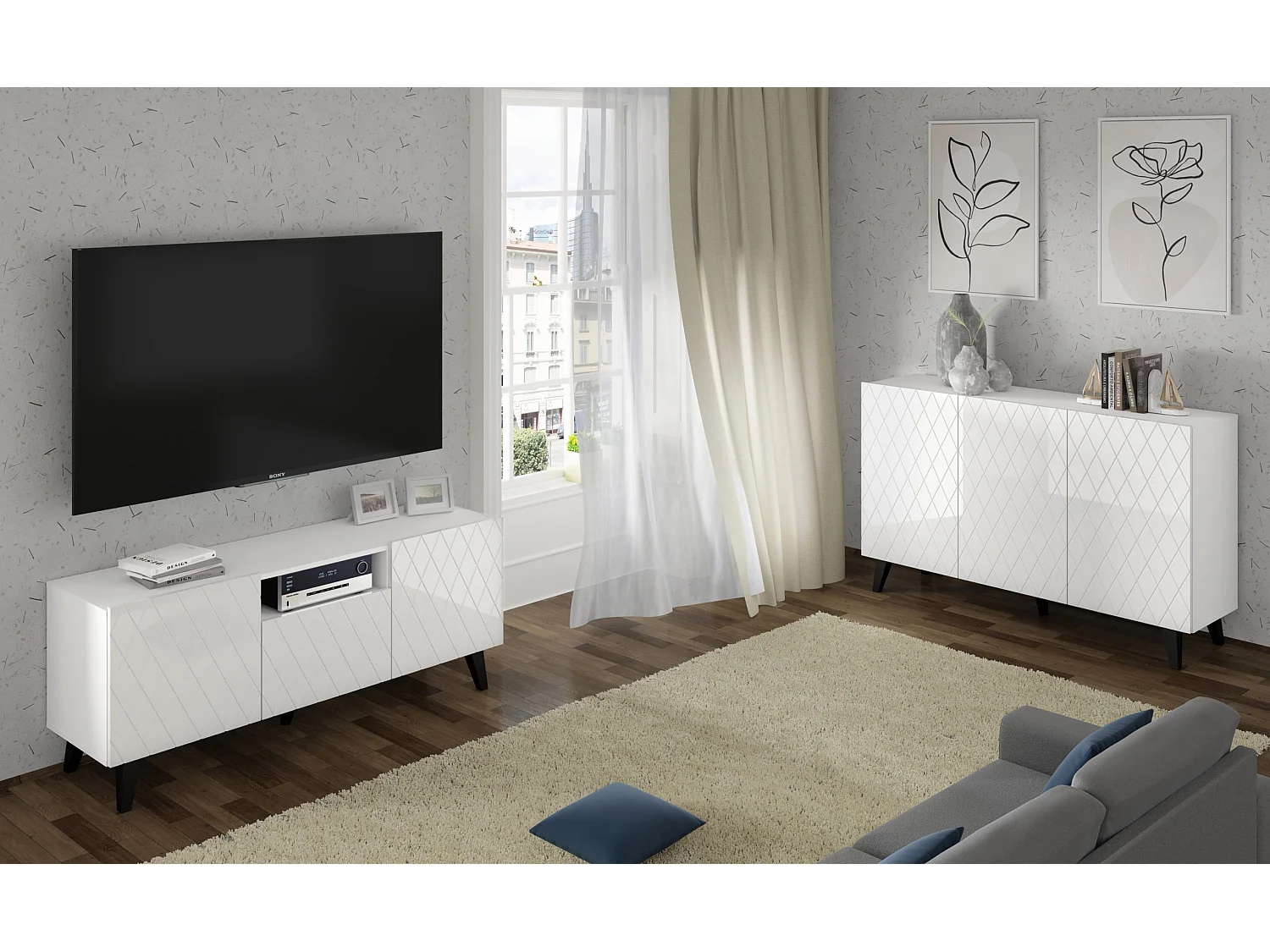 Vitrina 2 puertas Aurus Madera y Negro