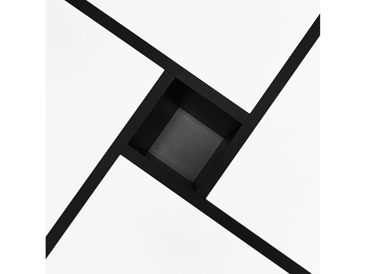 Table basse carré - avec rangement central 10x10cm - Blanc