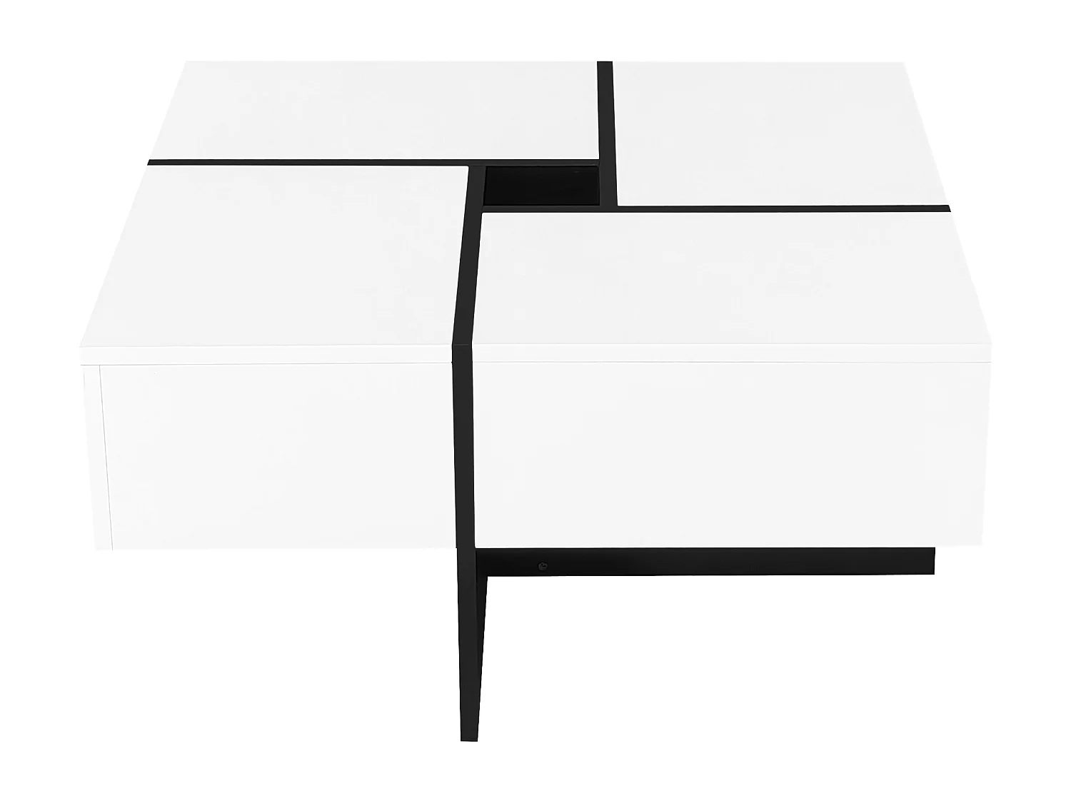 Table basse carré - avec rangement central 10x10cm - Blanc