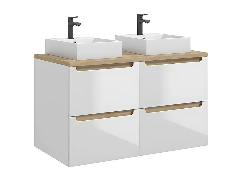 Mueble doble lavabo 120cm 4 cajones Livia Blanco y Madera