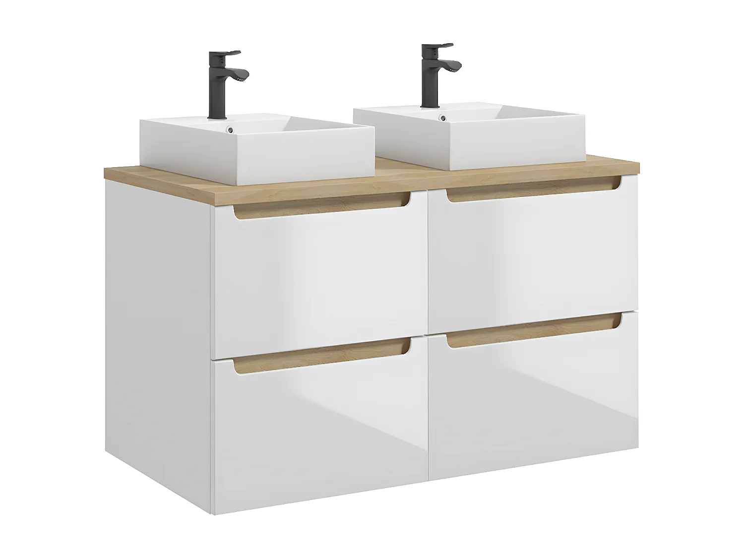 Mueble doble lavabo 120cm 4 cajones Livia Blanco y Madera