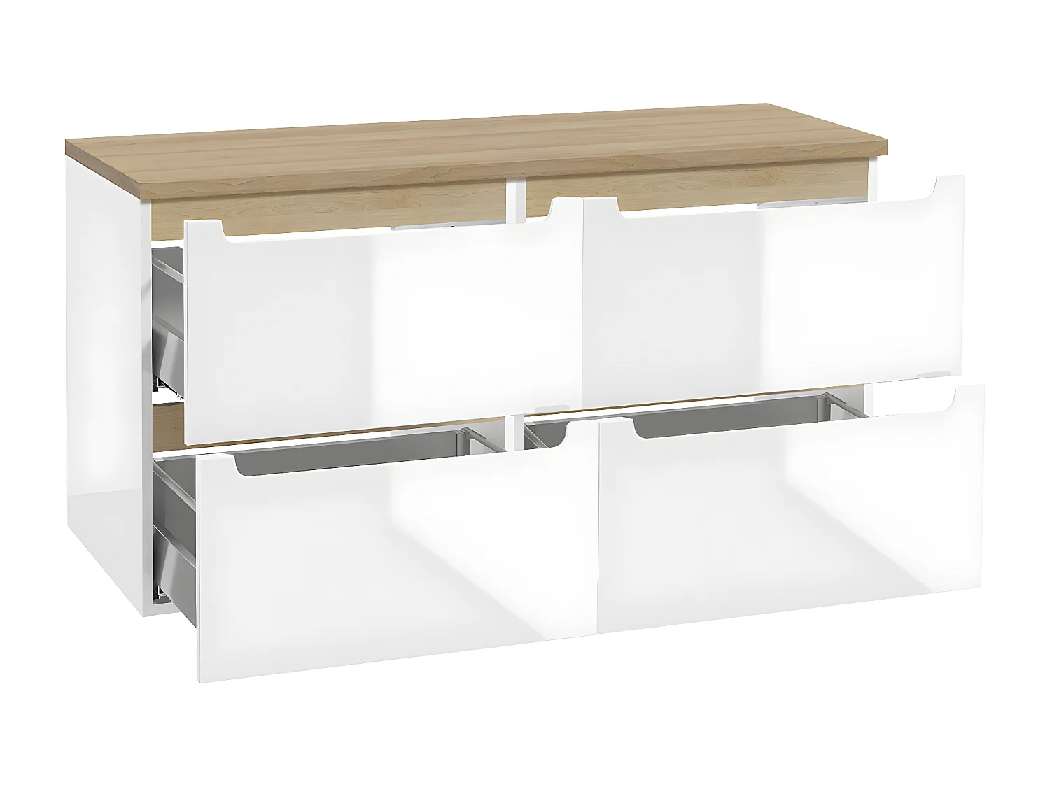 Mueble doble lavabo 120cm 4 cajones Livia Blanco y Madera