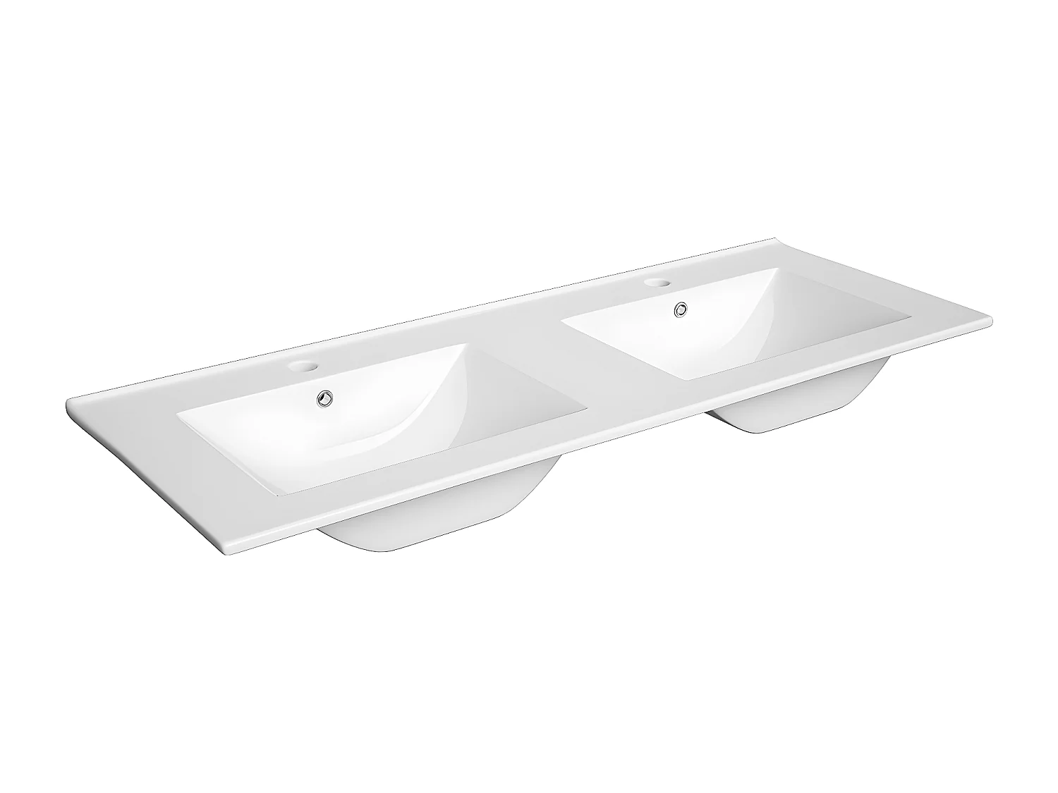 Mueble doble lavabo encastrado 120cm 2 cajones Livia Blanco y Madera