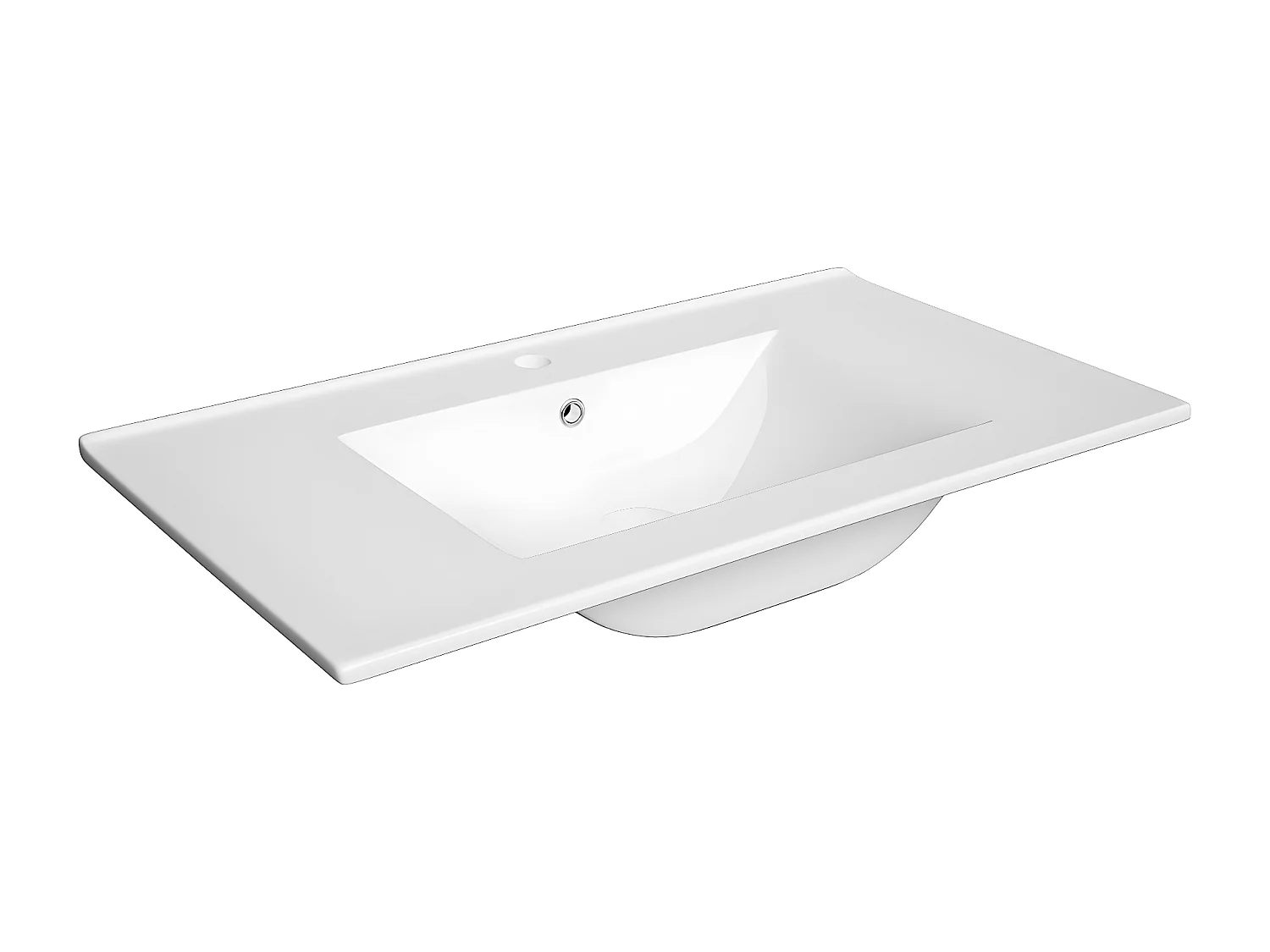 Einzelwaschtisch 80cm 1 Schublade Livia Weiß und Holz