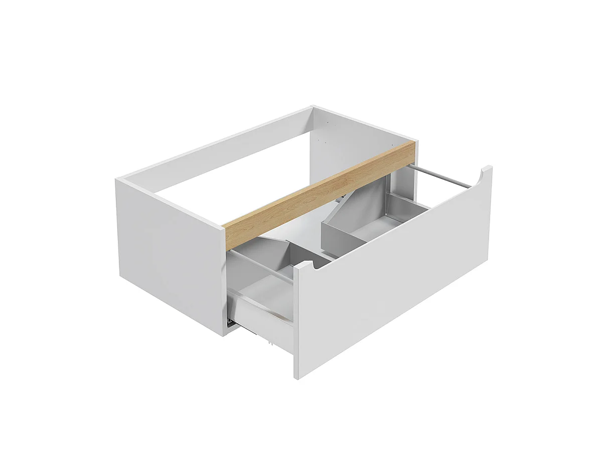 Meuble simple vasque encastrée 80cm 1 tiroir Livia Blanc et Bois