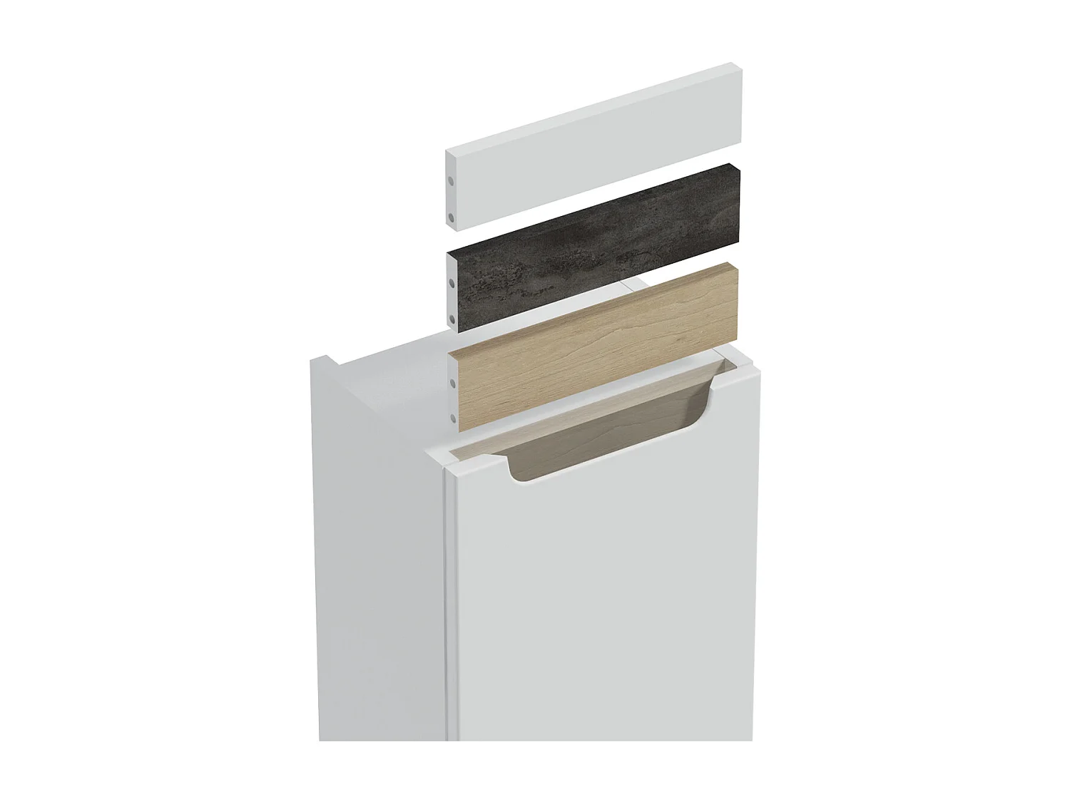 Meuble simple vasque 80cm 2 tiroirs Livia Blanc et Bois