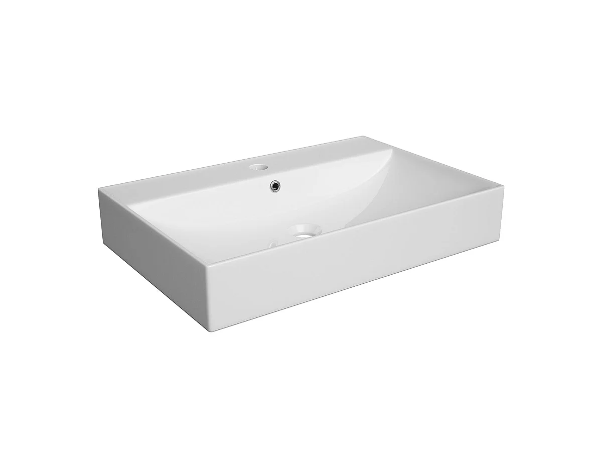 Meuble simple vasque 80cm 2 tiroirs Livia Blanc et Bois