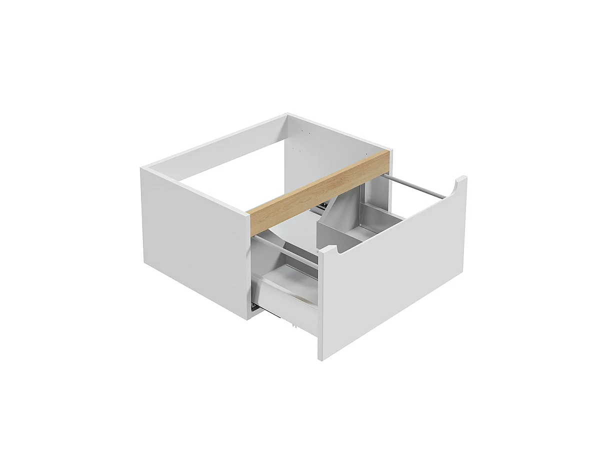 Meuble simple vasque encastrée 60cm 1 tiroir Livia Blanc et Bois