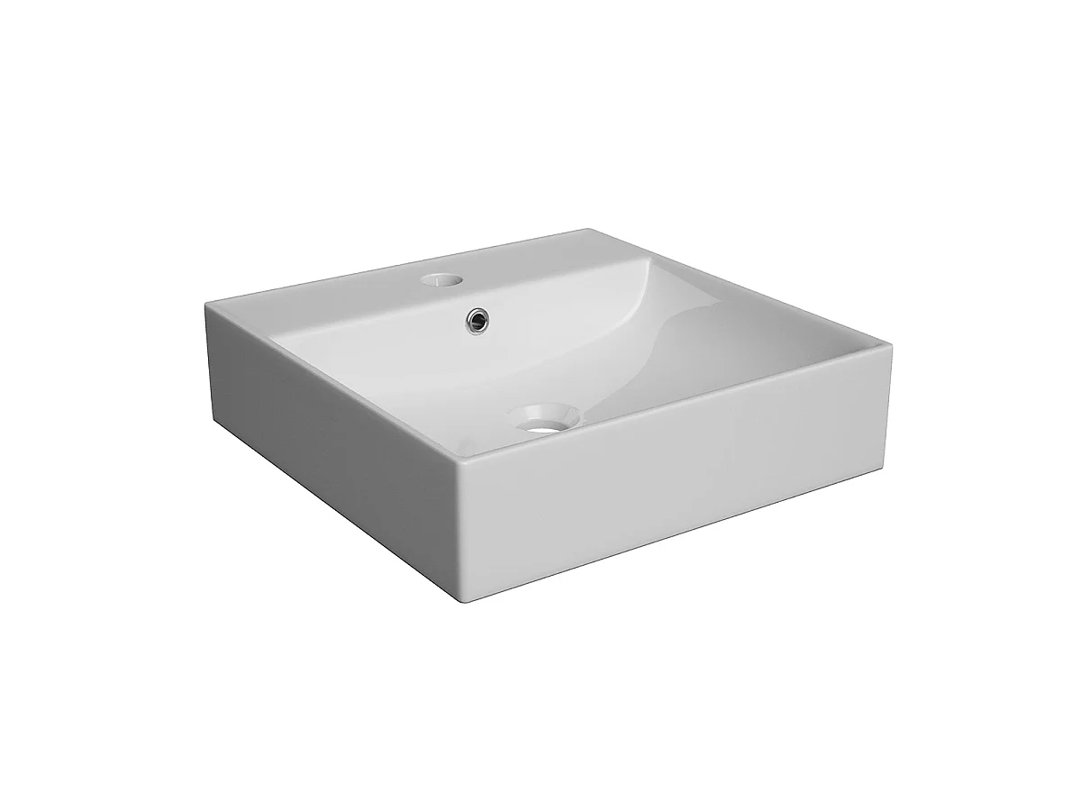 Meuble simple vasque 60cm 2 tiroirs Livia Blanc et Bois