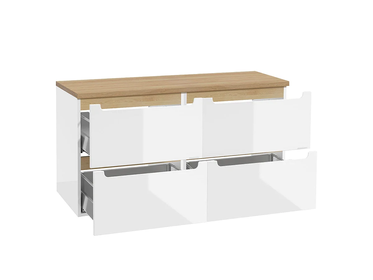 Livia 120cm 4 drawer vanity unit White and Wood