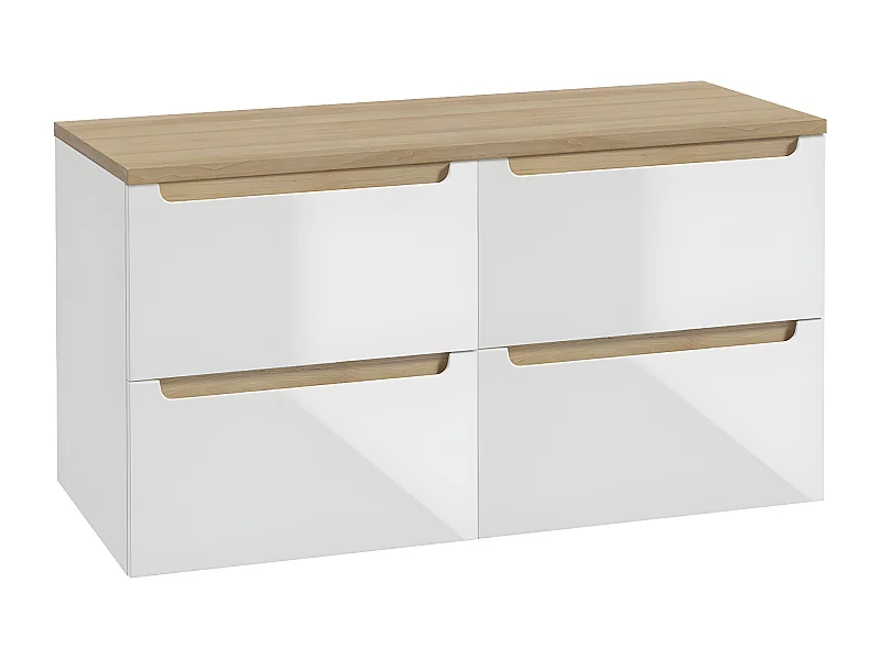 Mueble bajo lavabo 120cm 4 cajones encimera Livia Blanco y Madera