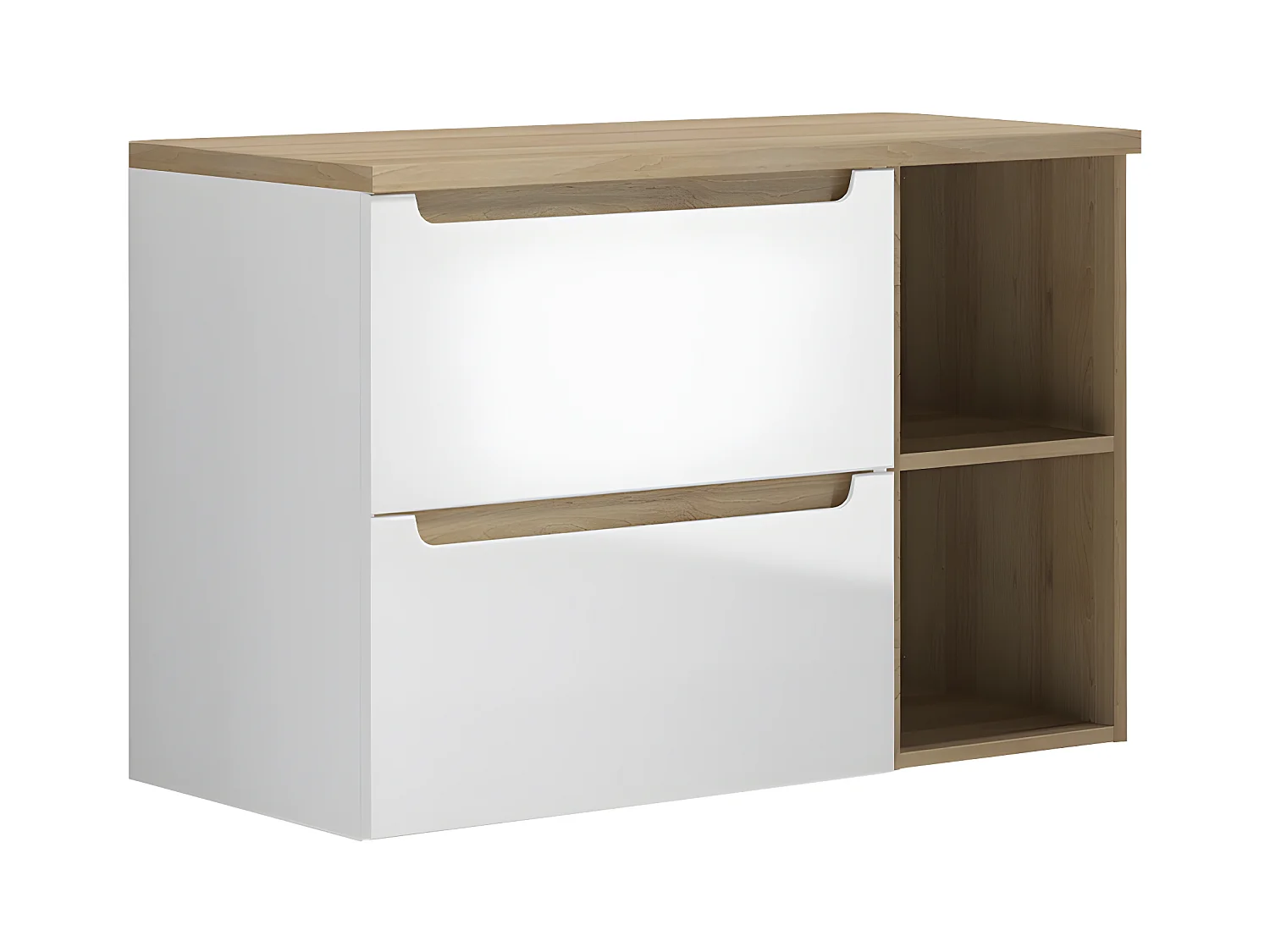 Meuble sous-vasque 90cm 2 niches Livia Blanc et Bois