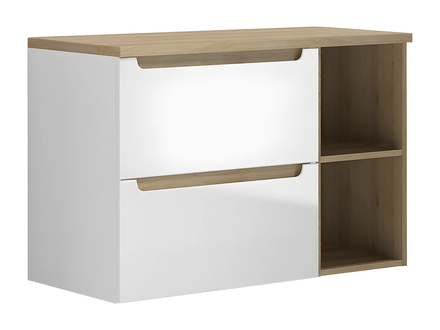 Meuble sous-vasque 90cm 2 niches Livia Blanc et Bois