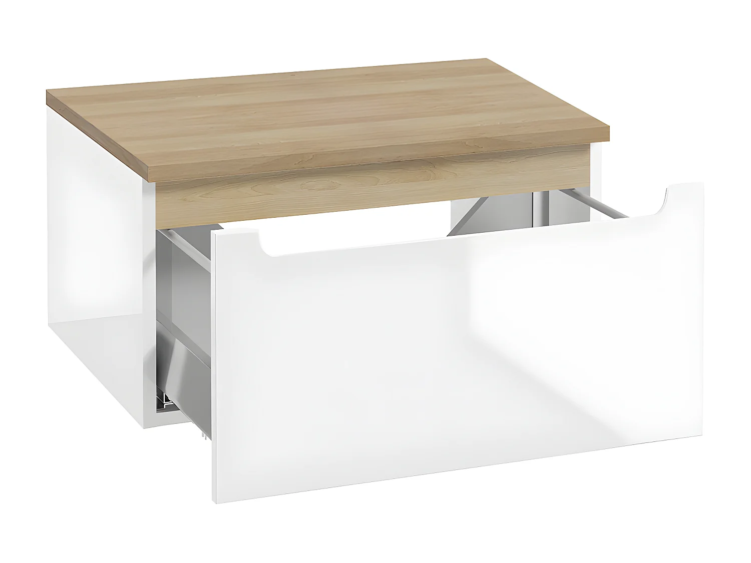 Meuble sous-vasque 60cm 1 tiroir plan de toilette Livia Blanc et Bois