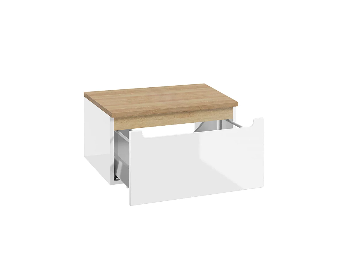 Under basin unit 60cm 1 drawer Livia White and Wood vanity top