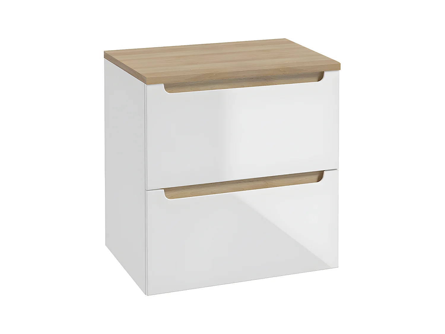Livia wit en houten badmeubel 60cm 2 laden badmeubelblad