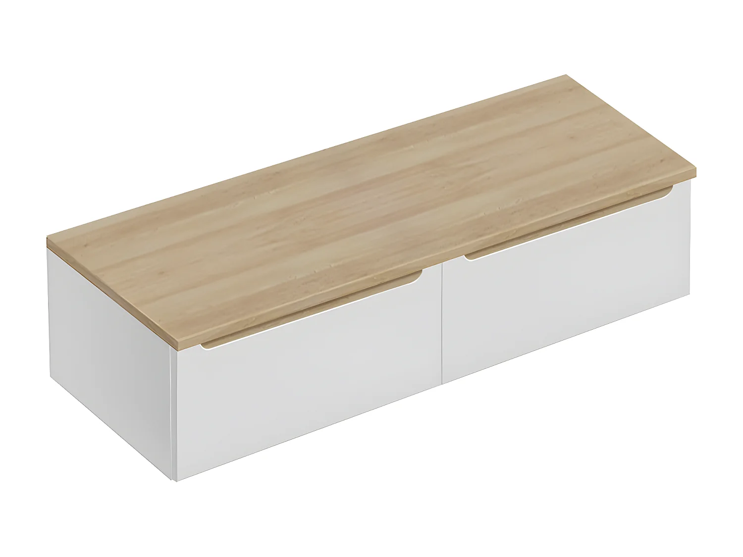 Meuble sous-vasque 120cm 2 tiroirs plan de toilette Livia Blanc et Bois