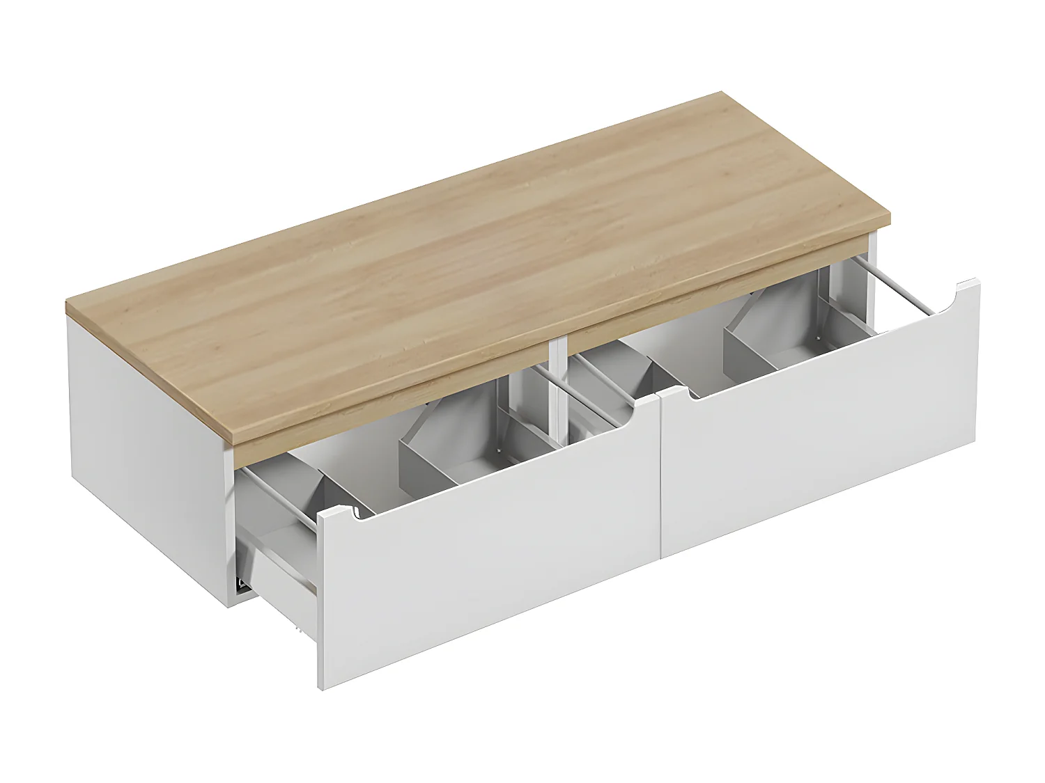 Meuble sous-vasque 120cm 2 tiroirs plan de toilette Livia Blanc et Bois