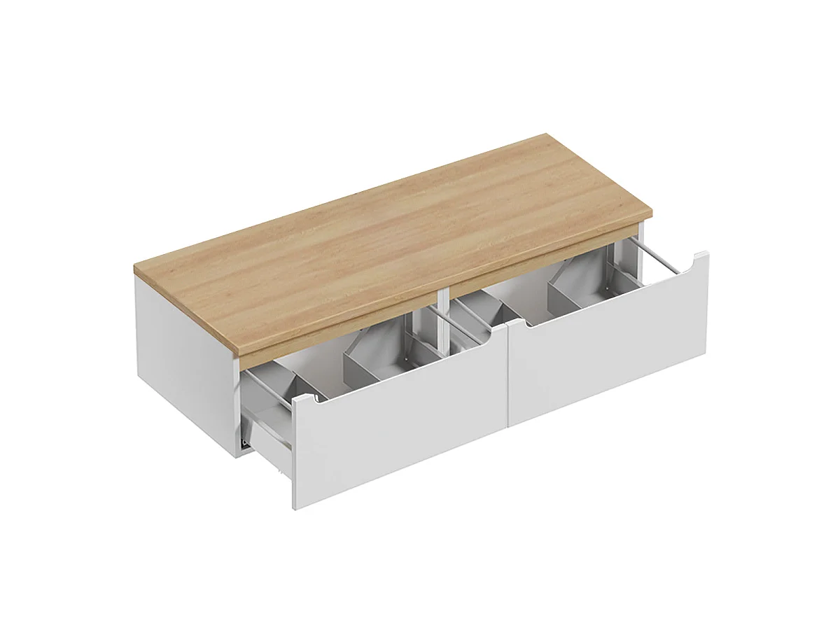 Livia White and Wood 120cm 2 drawer vanity top