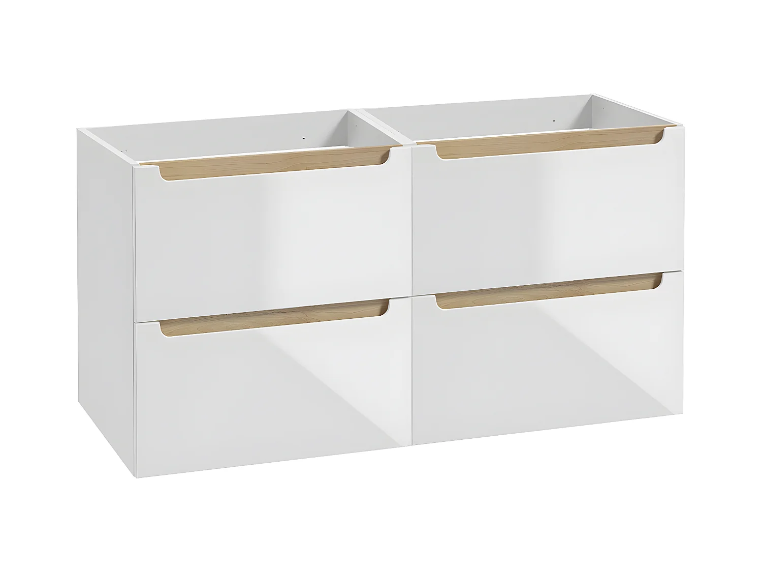 Meuble sous-vasque 120cm 4 tiroirs Livia Blanc et Bois