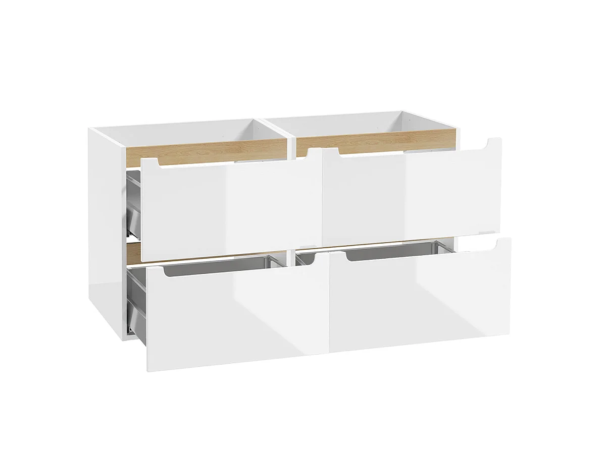Livia White and Wood 120cm 4-drawer undermount cabinet