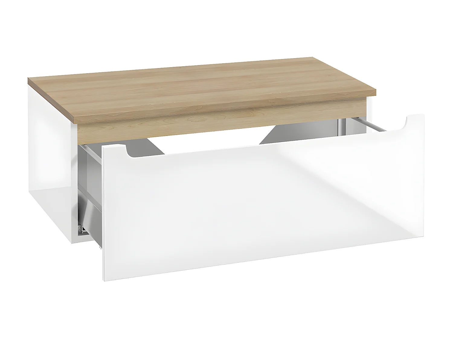 Mueble bajo lavabo 80cm 1 cajón encimera Livia Blanco y Madera