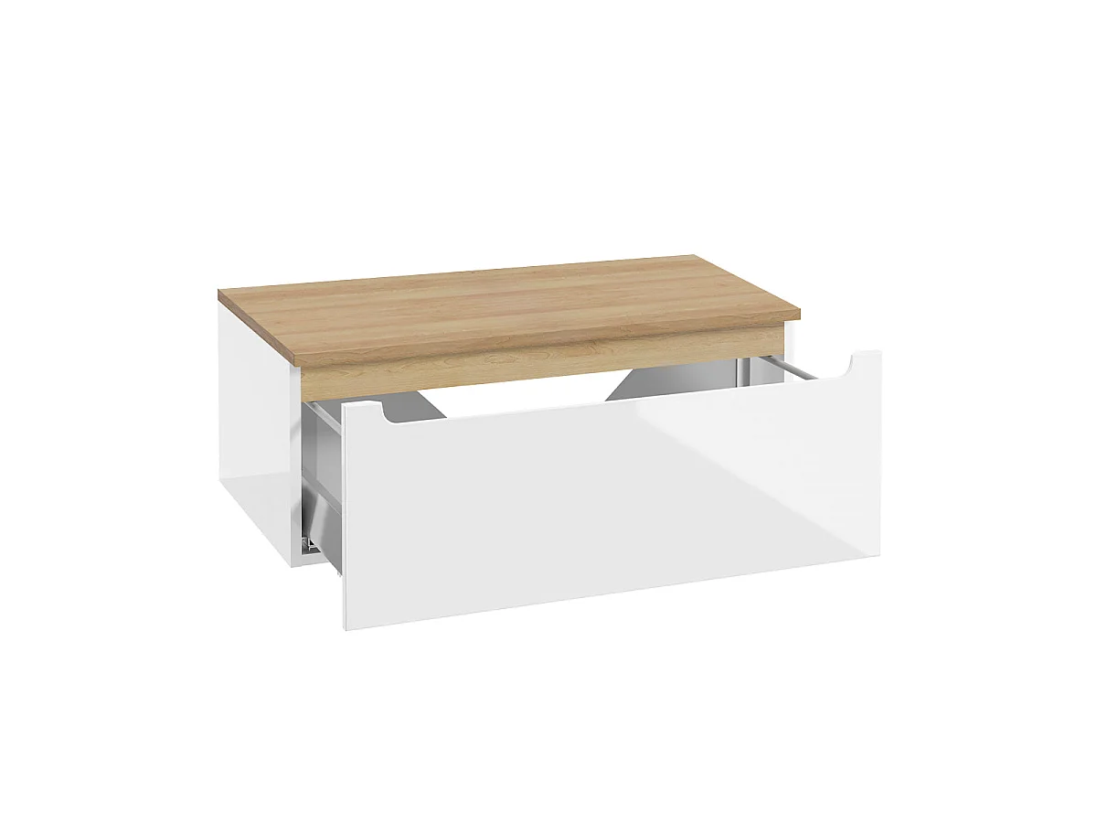 Under basin unit 80cm 1 drawer Livia White and Wood vanity top