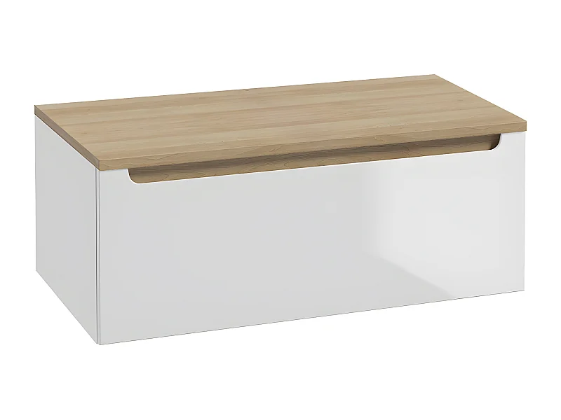 Mueble bajo lavabo 80cm 1 cajón encimera Livia Blanco y Madera