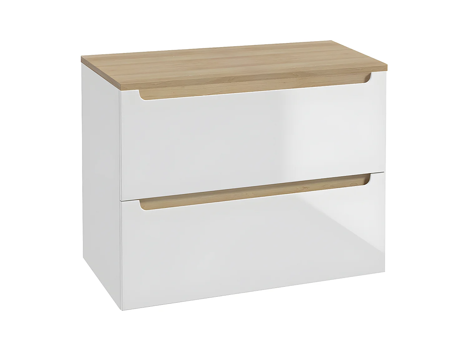 Livia wit en houten badmeubel 80cm 2 laden badmeubelblad