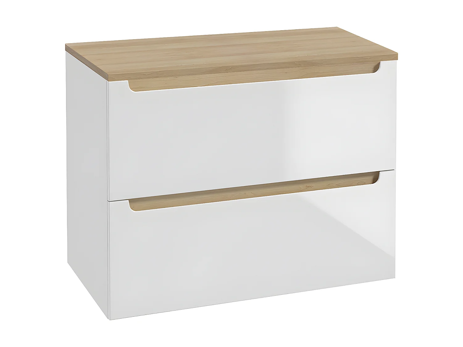 Meuble sous-vasque 80cm 2 tiroirs plan de toilette Livia Blanc et Bois