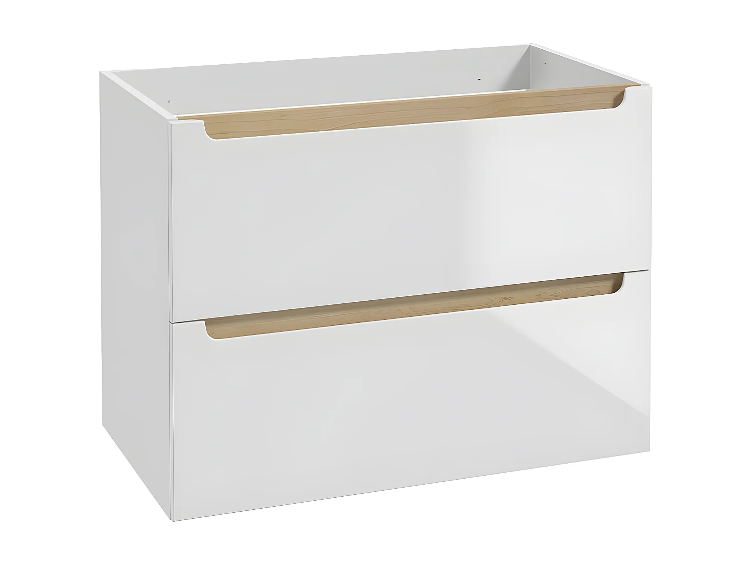 Livia Wit en Hout 80cm 2 laden wastafelonderbouw