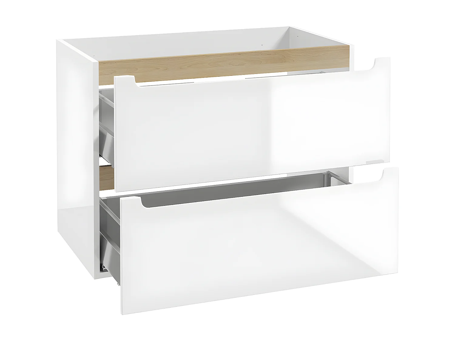 Livia Wit en Hout 80cm 2 laden wastafelonderbouw