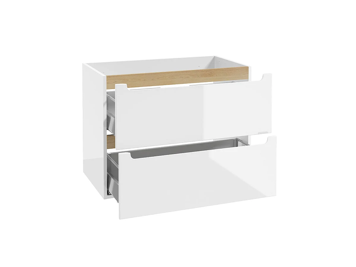 Waschbeckenunterschrank 80cm 2 Schubladen Livia Weiß und Holz
