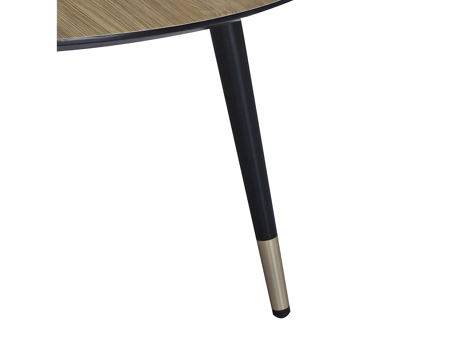 Tavolino rotondo MATIS in stile mid-century con finitura in melaminico effetto quercia - Diametro 80 cm