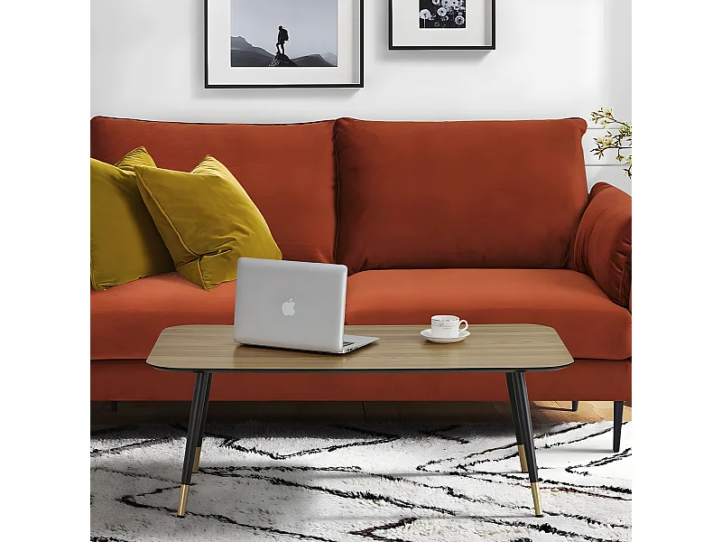 Table basse rectangulaire dimensions 110 x 60 cm en finition mélaminé imitation chêne - MATIS