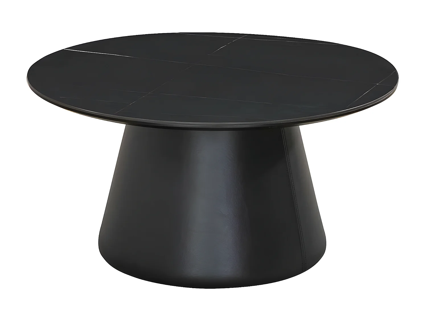 Ronde salontafel met een diameter van 80 cm in zwart marmerlook laminaat afwerking - MANDY