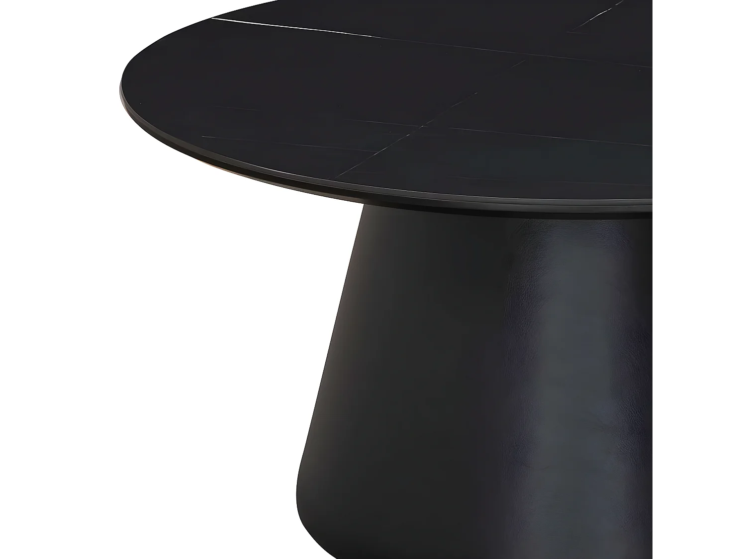 Ronde salontafel met een diameter van 80 cm in zwart marmerlook laminaat afwerking - MANDY