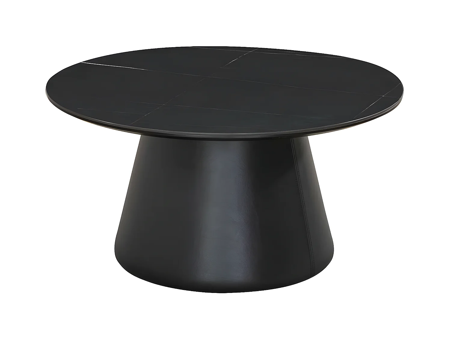 Mesa de centro redonda MANDY con acabado laminado imitación mármol negro