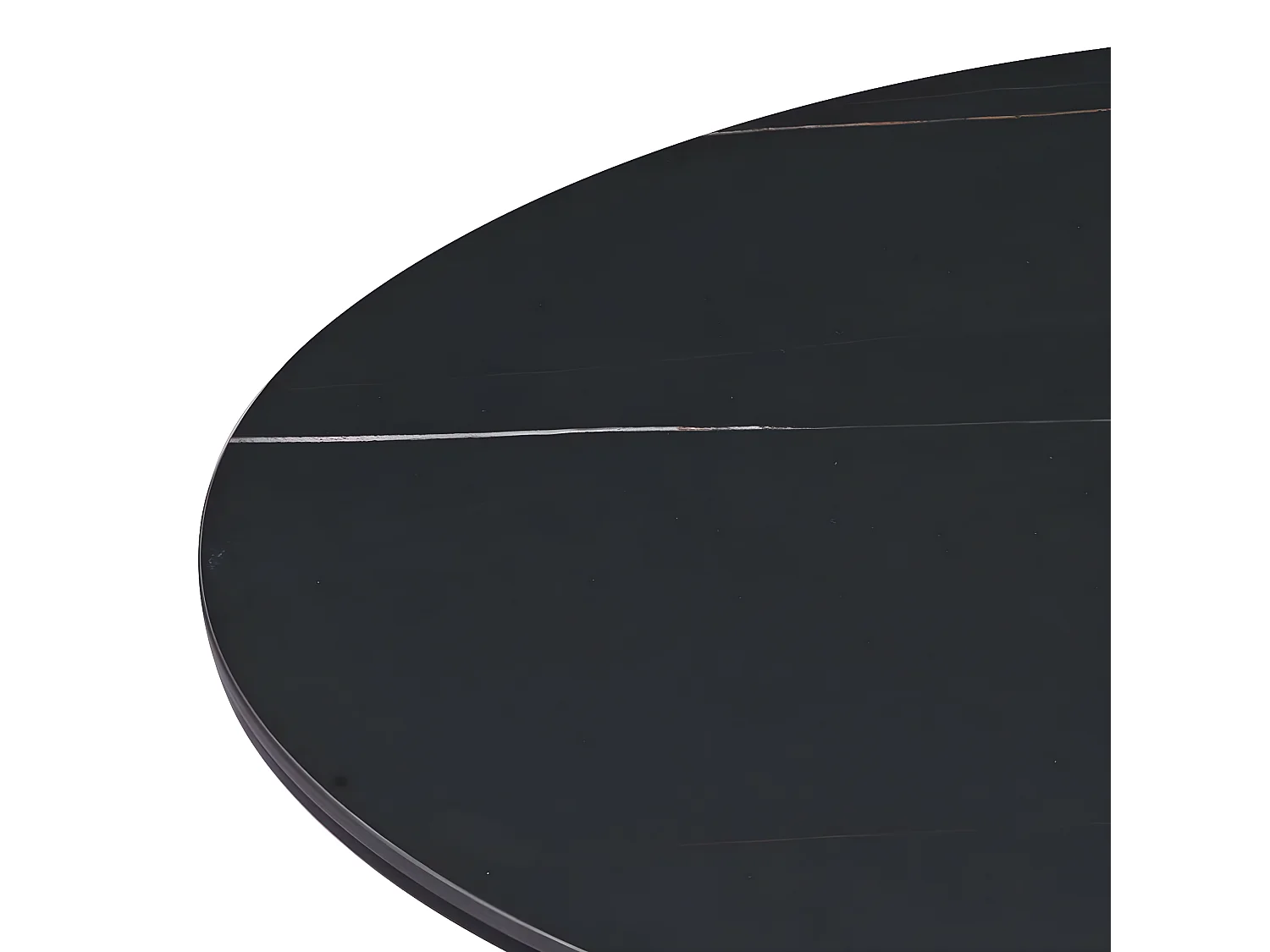 Table basse ronde de diamètre 80 cm en finition imitation marbre noir stratifié - MANDY