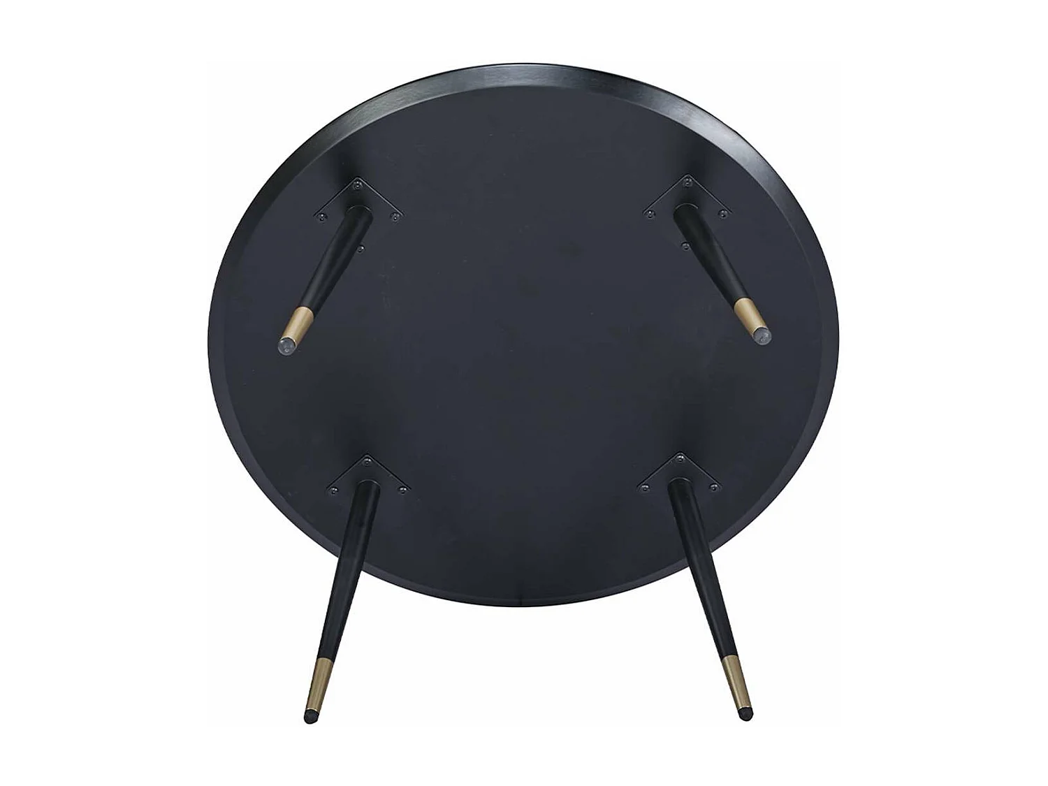 Table basse ronde de diamètre 80 cm en finition mélaminé imitation noyer - MATIS