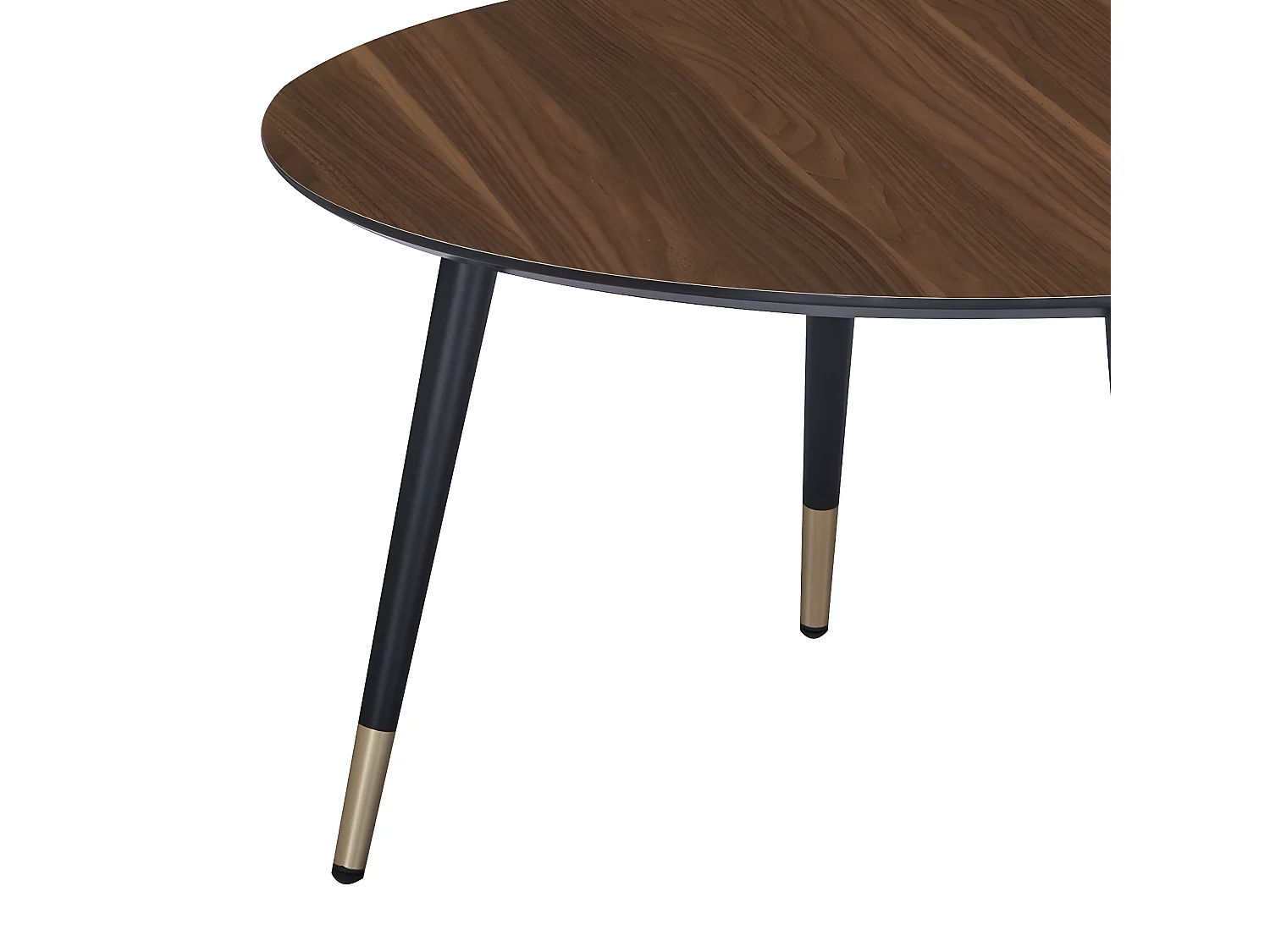 Table basse ronde de diamètre 80 cm en finition mélaminé imitation noyer - MATIS