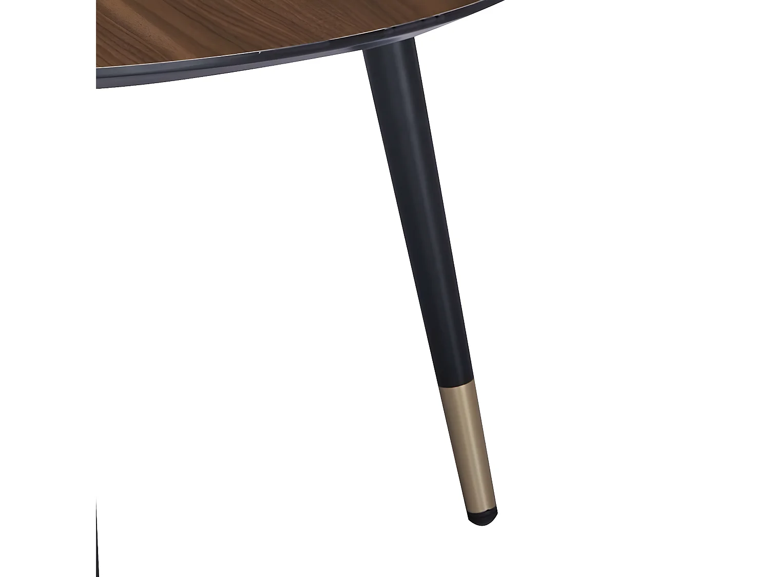 Table basse ronde de diamètre 80 cm en finition mélaminé imitation noyer - MATIS