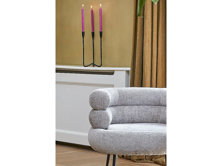 Kandelaar van aluminium - 17 x 18 x 34 - Zwart - CHRISTY