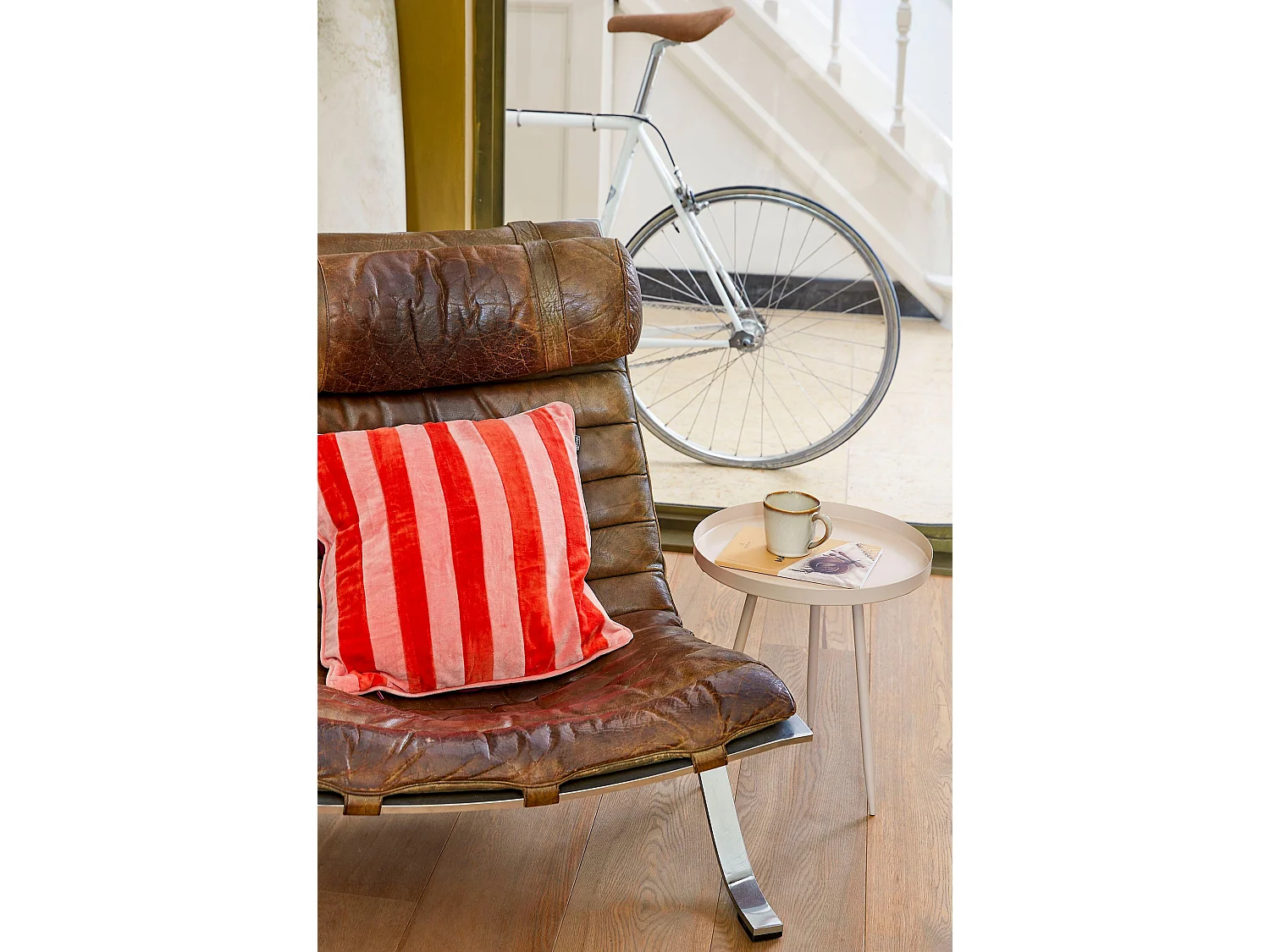 Table d'appoint en fer - 34 x 34 x 38 - Beige - FLORES