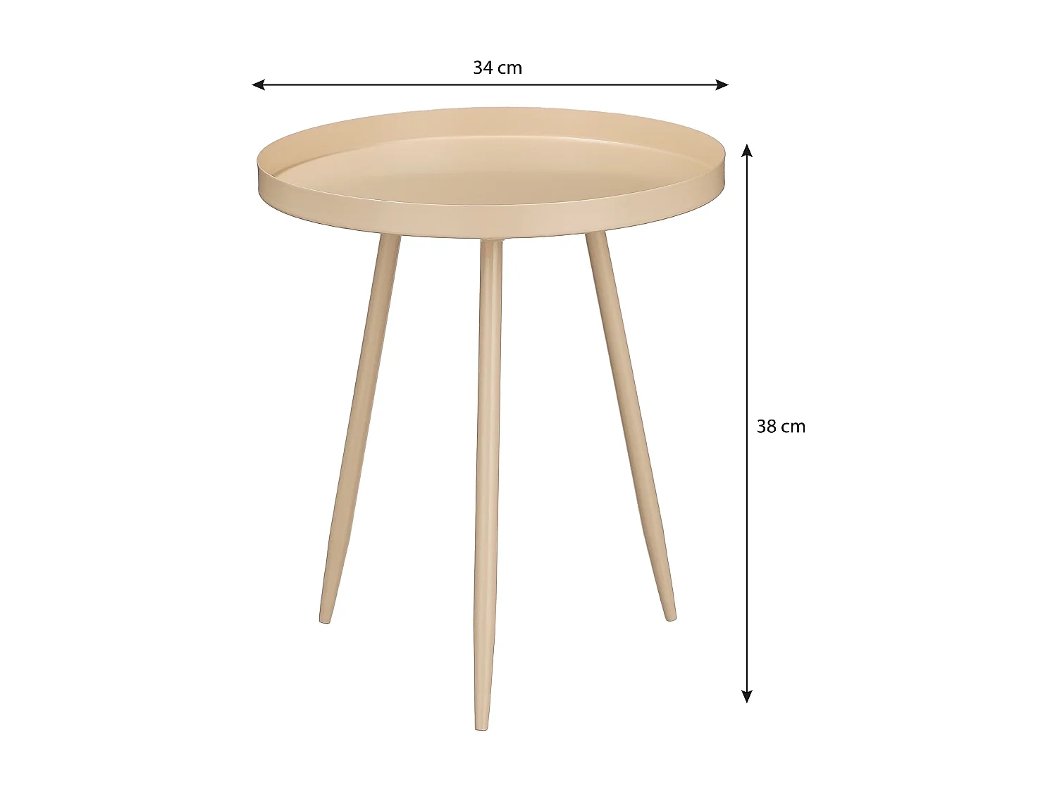 Table d'appoint en fer - 34 x 34 x 38 - Beige - FLORES