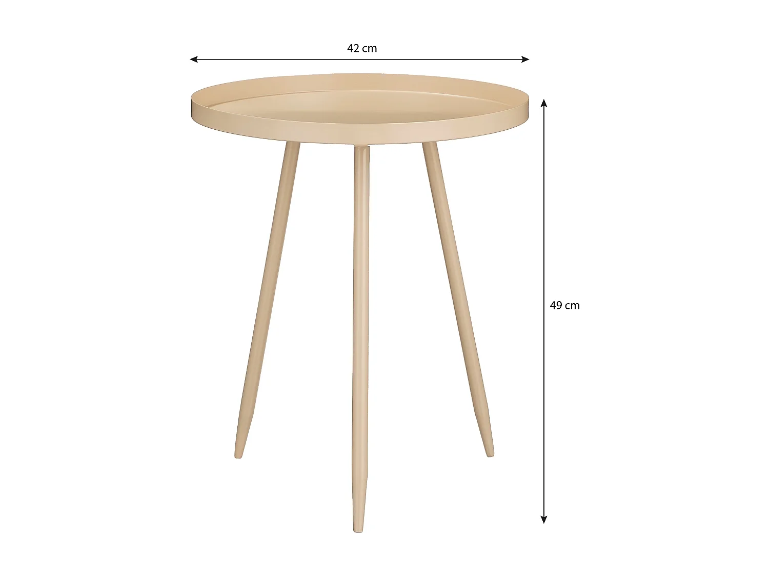 Table d'appoint en fer - 42 x 42 x 49 - Beige - FLORES